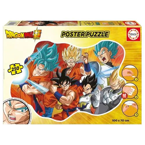 Educa Kinderpuzzle - Dragon Ball mit 250 Teilen, 100 x 70 cm, inkl. Puzzlekleber, ab 8 Jahren (19965)
