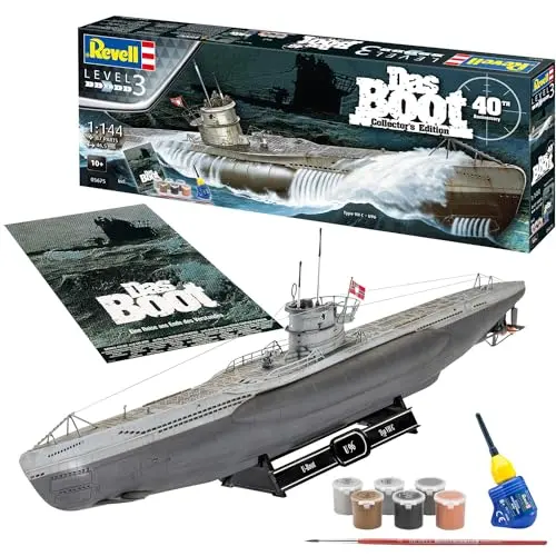 Revell Das Boot Collector's Edition - 40th Anniversary U 96 Modellbausatz im Maßstab 1:144 mit Zubehör