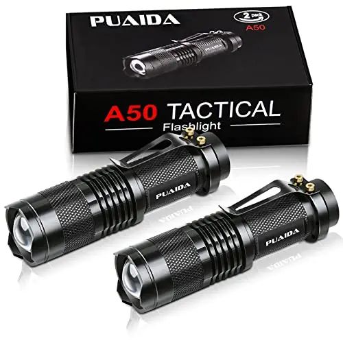 PUAIDA Mini LED Taschenlampe Kinder, wasserdicht, 3 Modi, batteriebetrieben, 2 Stück