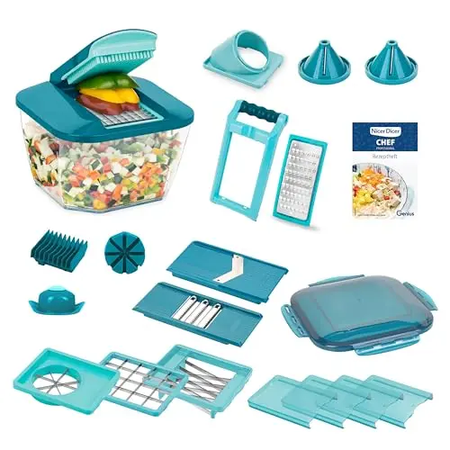 Nicer Dicer Chef Professional 23-tlg. Gemüsescheider mit Auffangbehälter und Rezeptbuch