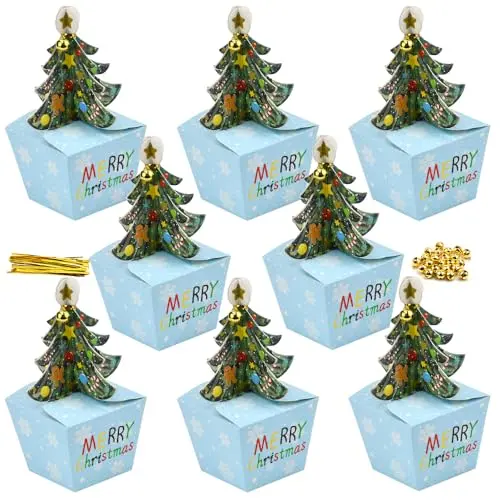 CAREDGO Geschenkboxen Weihnachten, 24 Stück, Blau, 8 x 6,5 x 6 cm, für Pralinen und Süßigkeiten