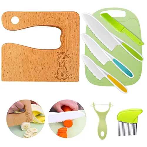 Goodchef 8-teiliges Kindermesser-Set für Kleinkinder - Giraffe
