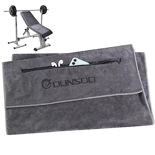 DUNSOO Fitness Handtuch 120x50 cm - Mikrofaser Sporthandtuch mit Tasche für Fitnessstudio (Dunkelgrau)