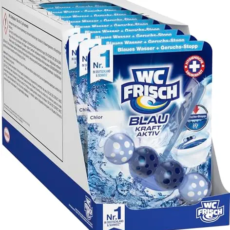 WC FRISCH Blauspüler Chlor (10er Pack) – WC Reiniger mit Geruchs-Stopp-Formel für extra Frische