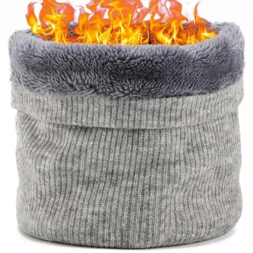 BARFULKER Winter Halsschlauch für Herren und Damen - Warm gefütterter Fleece Loop Schal in Hellgrau