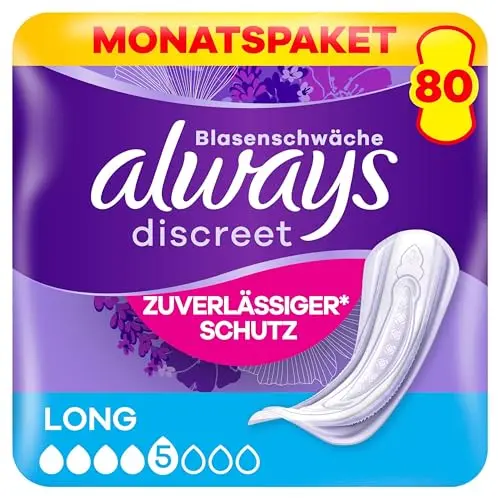 Always Discreet Inkontinenzeinlagen Long, 80 Binden - Diskreter Schutz & hohe Saugstärke