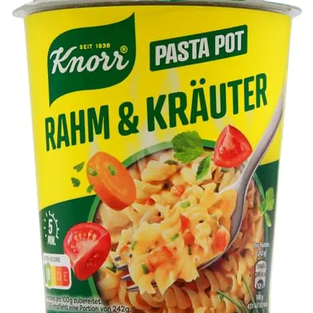 Knorr Pasta Pot Rahm & Kräuter - Instant Nudeln in 5 Minuten, 8x 62 g