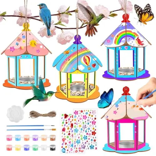 HGRGHH Vogelhaus Bausatz, 4-teiliges Bastelset aus Holz für Kinder, kreatives Spielzeug für 6-10 Jahre