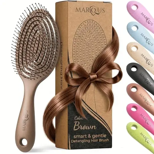 marQus Haarbürste ohne Ziepen, mit Doppelspiralfeder und mehr Borsten, für alle Haartypen, Metallic Braun