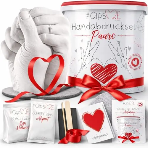 GipsME 3D Handabdruck Set für Paare – Partner- und Pärchen-Geschenk für Valentinstag, Hochzeitstag, Jahrestag