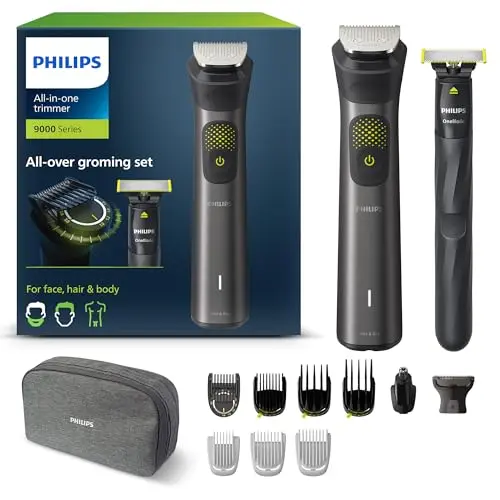 Philips Multigroom Series 9000, 13-in-1 Barttrimmer & Haarschneider, inkl. OneBlade – für Gesicht, Kopf & Körper, schwarz