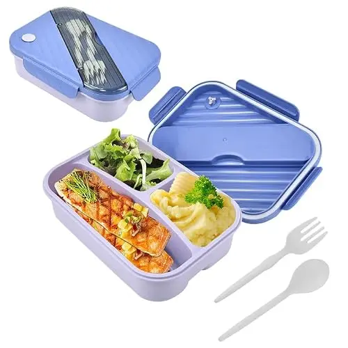 MININUSI Lunchbox mit 3 Fächern, 1250ML, Spülmaschinenfest – Praktische Brotzeitbox für Snacks und Reste
