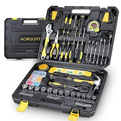 ACMOUNT 140tlg Werkzeugkoffer für Haushalt und DIY, inkl. Ratschenschlüsselsatz und Schraubenzieher Set