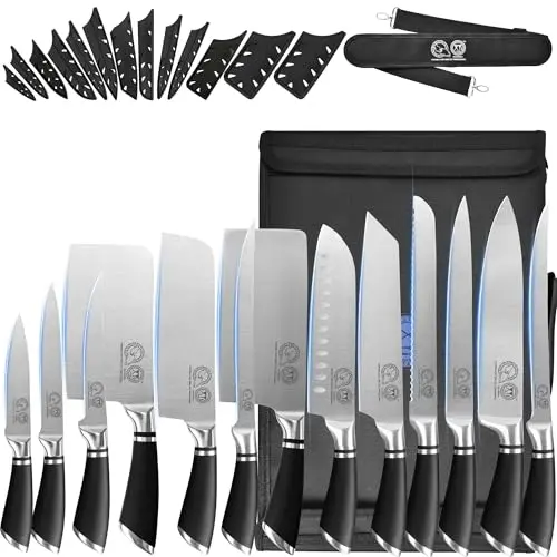 XYJ Professional Kochmesser Set mit Tasche – Für Meisterköche, Edelstahl, Santoku, Utility, Obstmesser