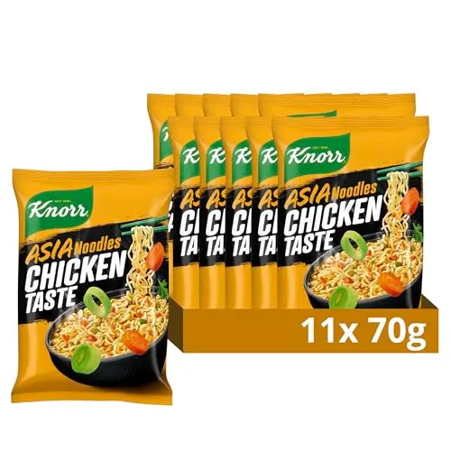 Knorr Instant Nudeln Chicken Geschmack – Asia Snack in nur 3 Minuten, 11x 70 g