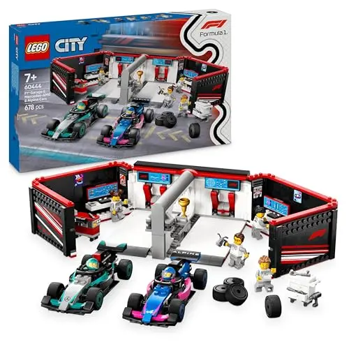 LEGO City F1 Garage mit Mercedes-AMG & Alpine Rennautos - Spielzeug für Jungen & Mädchen ab 7 Jahren - 60444