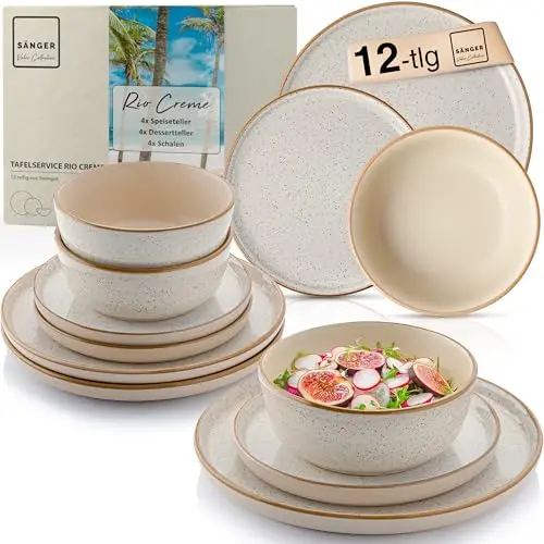 SÄNGER Rio Creme Tafelservice 12-teilig für 4 Personen, Geschirrset in Creme