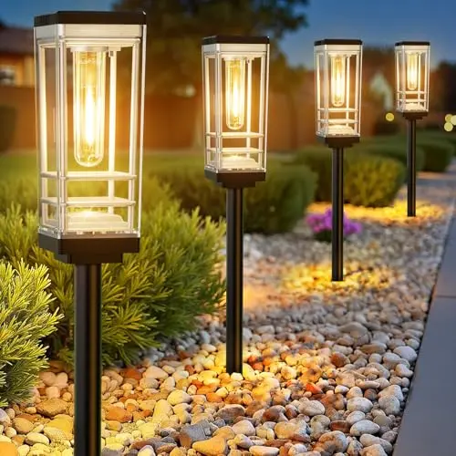 BUCASA Solarlampen für den Garten – 6 Stück, helle und wasserdichte Solarleuchten mit warmweißem Licht