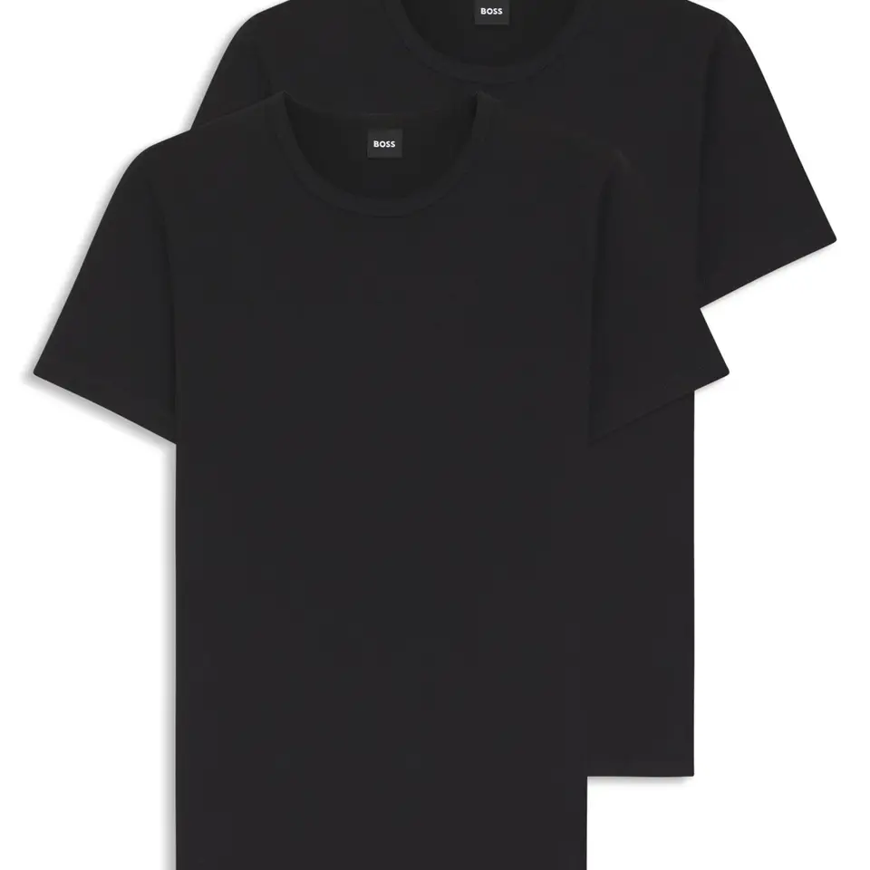 BOSS Herren T-Shirt, 2er Pack, Rundhals, Schwarz, L