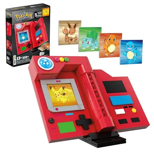 Pokémon Bauspielzeug Kanto-Pokédex, 322 Teile, mit Lichtfunktion, für Erwachsene und Sammler