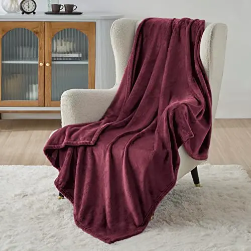 BEDSURE Kuscheldecke Flauschig - Warm & Weich, 130x150cm, Weinrot