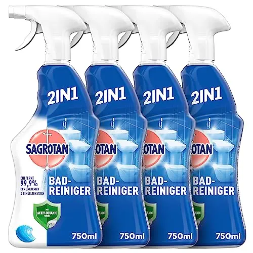 Sagrotan Bad-Reiniger Ozeanfrische – 2in1 Desinfektionsreiniger für zuverlässige Hygiene – 4 x 750 ml