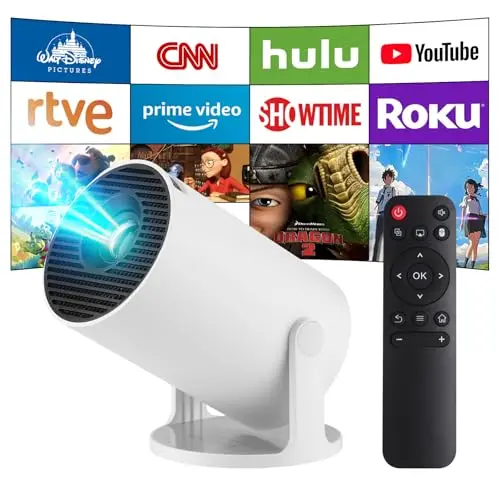 Mini Beamer 4K Smart Heimkino Projektor mit Android 11, Dual WiFi, Bluetooth und 130-Zoll-Display (Weiß)