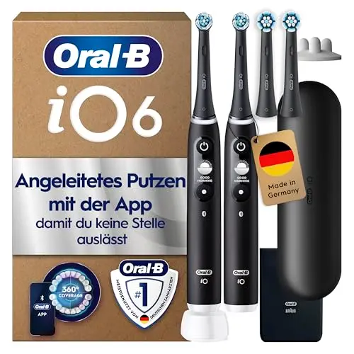 Oral-B iO Series 6 Elektrische Zahnbürste, Doppelpack, Schwarz