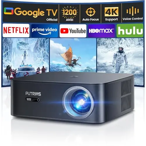 4K Smart Beamer mit Google TV, Netflix, Autofokus und Bluetooth – Ideal für Heimkino und Outdoor, bis zu 300"