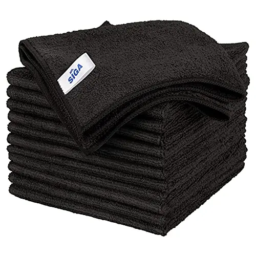 MR.SIGA Mikrofaser Reinigungstücher, 12er Set, Schwarz