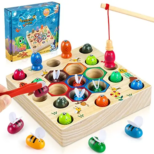 COOLJOY Magnetisches Angelspiel - Montessori Spielzeug für Kinder ab 2 Jahren - Holzspielzeug für Jungen und Mädchen