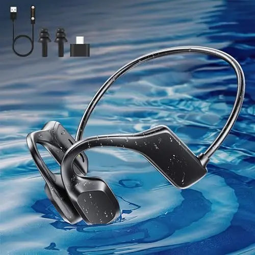HONGNIX Knochenschall Kopfhörer Bluetooth 5.3, IP68 wasserdicht, MP3 Player für Schwimmen und Laufen