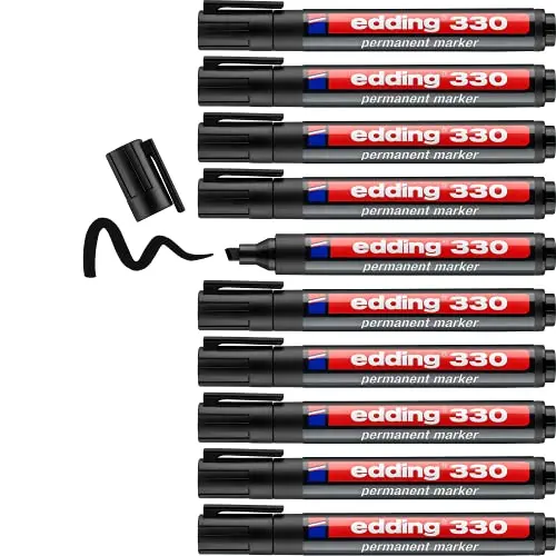 edding 330 Permanentmarker - schwarz - 10 Stifte - wasserfest und schnell-trocknend