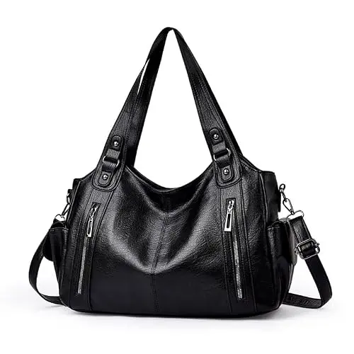 Generisch Damen Handtasche aus weichem Leder, Groß Shopper, Vintage Braun, Umhängetasche, Arbeit, Schule & Reisen