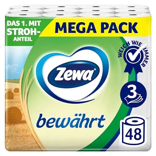 Zewa Toilettenpapier - 48 Rollen - 3-lagig mit Strohanteil