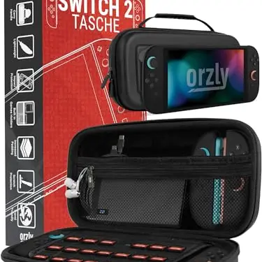 Orzly Tragetasche für Nintendo Switch 2 (2025) - Hartschalenetui mit Zubehör und Spielaufbewahrung