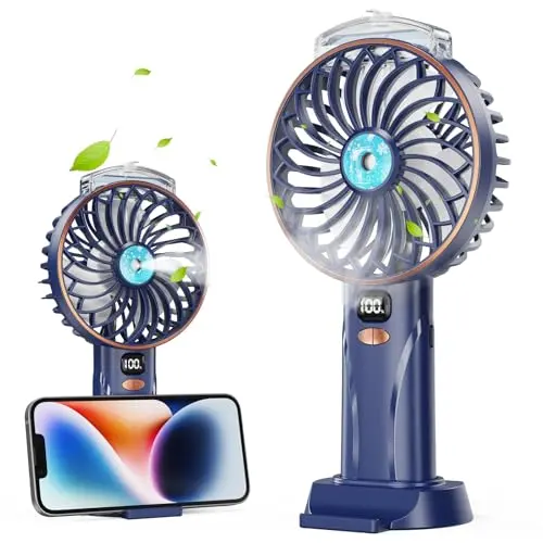 Fitabok Handventilator Tragbarer Mini USB-C Ventilator mit 5 Geschwindigkeiten, 4000 mAh Akku, LED-Anzeige für Büro, Outdoor & Reisen