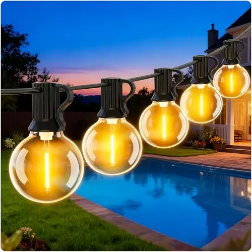 EVXFG Außen LED Lichterkette 9m Wetterfest für Garten, Terrasse und Balkon, Party Beleuchtung