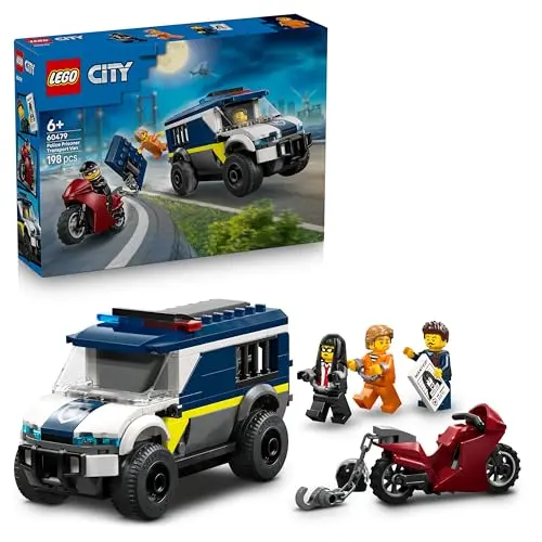 LEGO City Gefangenentransporter - Spielzeug LKW mit 3 Minifiguren und Motorrad - Ostergeschenke für Jungen ab 6 Jahren