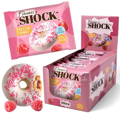 Protein Donut Kekse mit Himbeere, ballaststoffreich, zuckerfrei, 9x70g