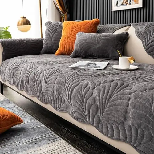 AZVFLY L-Form Sofaüberzug: Rutschfester Chenille Sofabezug für Familien mit Kindern und Haustieren