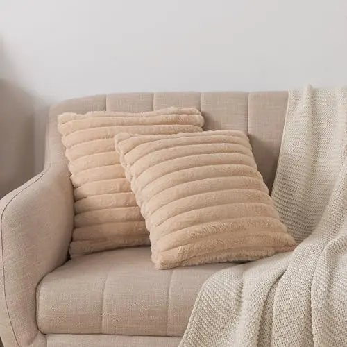 RongRongIN Plüsch Kissenbezüge 40x40 cm 2er Set – Flauschige Kissenhülle für Schlafzimmer, Wohnzimmer und Sofa