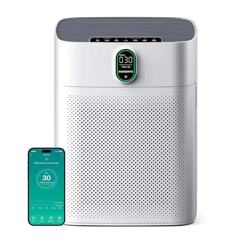 MORENTO Luftreiniger für Allergiker - HEPA Filter gegen Staub, Pollen und Tierhaare, CADR 300m³/h