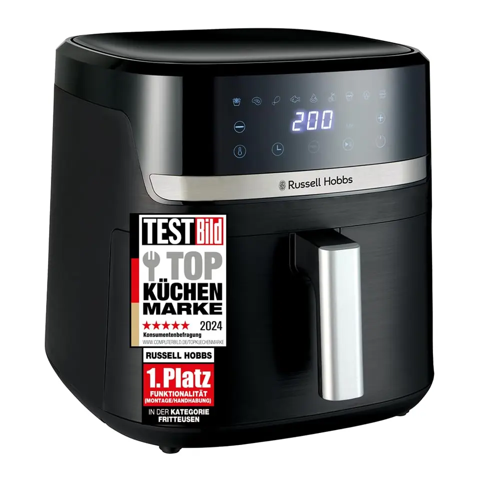 Russell Hobbs Heißluftfritteuse XXL 8,3L Rapid AirFryer, spülmaschinenfest, mit TouchScreen, Grillen, Backen, 9 Programme, ohne Öl, Pizza Ø 26cm
