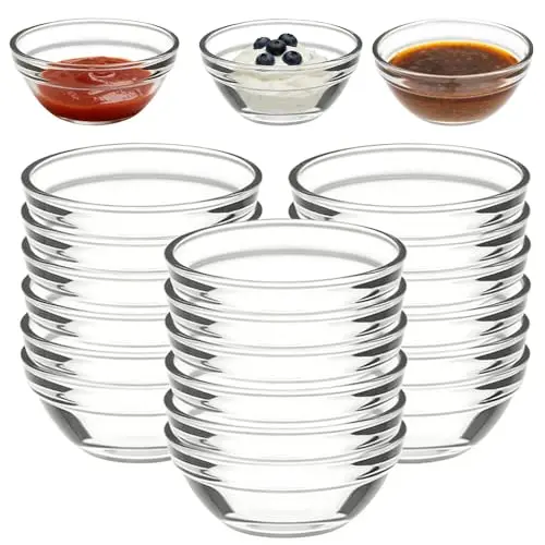 UHETLET Dipschalen Glas 45ml – 24 Stück, Ø 6 cm, Dessert- und Sojaschälchen für Sushi, Marmelade und Gewürze