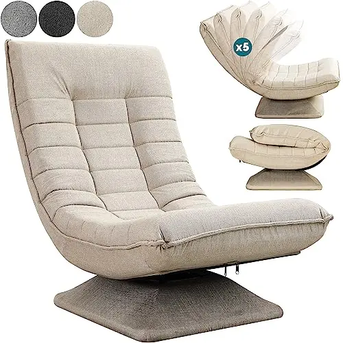 Casaria relax Sessel, verstellbar, drehbar, klappbar, 150kg, 60x105x87cm, gepolstert, beige