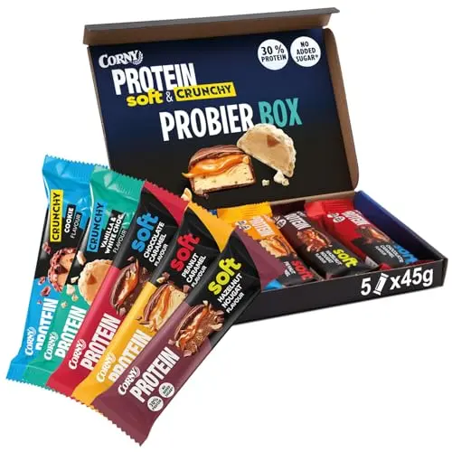 Corny Protein Crunchy & Soft 5er Mix – Probepackung mit 5 x 45g Proteinriegeln, 30% Eiweiß