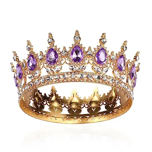 Krone für Mädchen und Damen, mit Kristall und Lila Strass, eleganter Tiarakopf für Braut, Prinzessin, Party, Hochzeit, Karneval oder Geburtstag