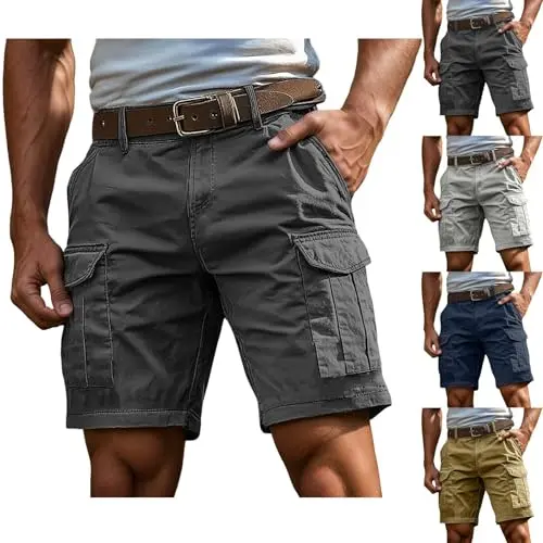 Herren Shorts - Sportliche Cargohosen, Bermudas, mit Reißverschluss, Sommer-Shorts, elastisch, bequem