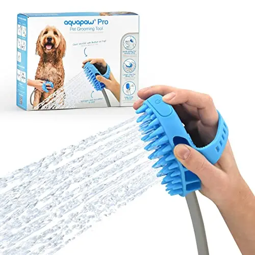 Aquapaw 4-in-1 Hundebadeweste mit Dusche, Schrubben, Massieren & Pflege, inkl. 8-Fuß-Schlauch, Blau